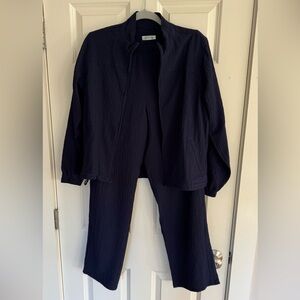 ORVIS navy crepe‎ track suite leisure jacket and pants women’s size S